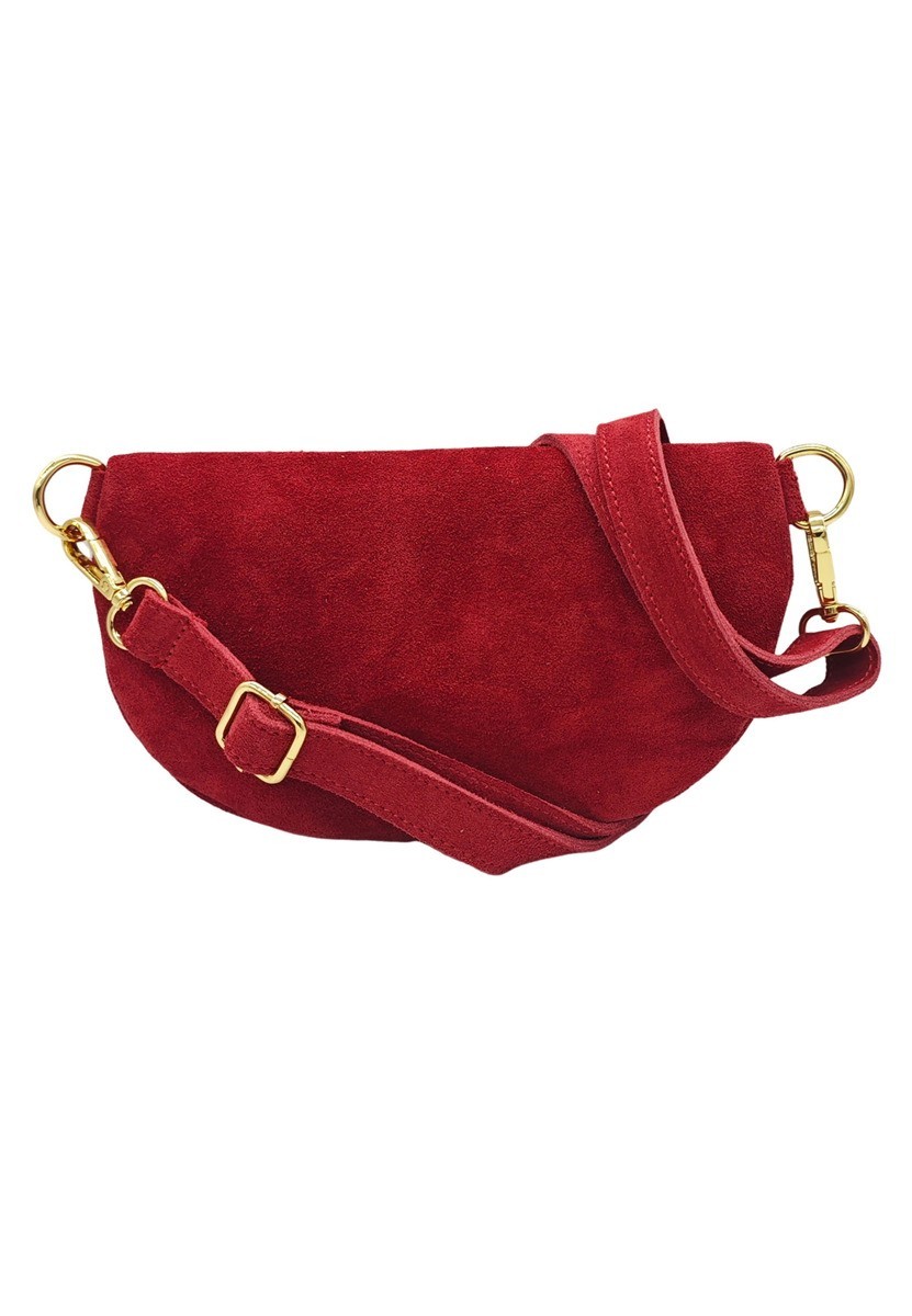 Soleil Chic Sac Banane cuir Demi Lune Nubuck Rouge