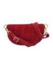Soleil Chic Sac Banane cuir Demi Lune Nubuck Rouge