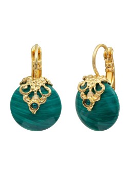 Satellite - POSITANO Boucles d'oreilles dormeuses malachite et cristal