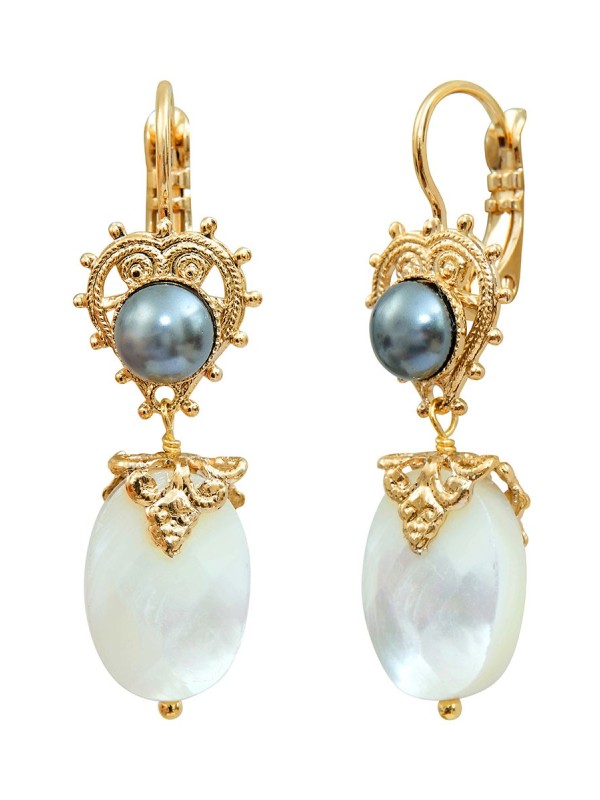 Satellite - POSITANO Boucles d'oreilles dormeuses cabochon nacrés