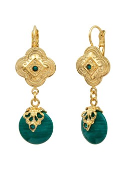 Satellite - POSITANO Boucles d'oreilles dormeuses malachite et cristaux