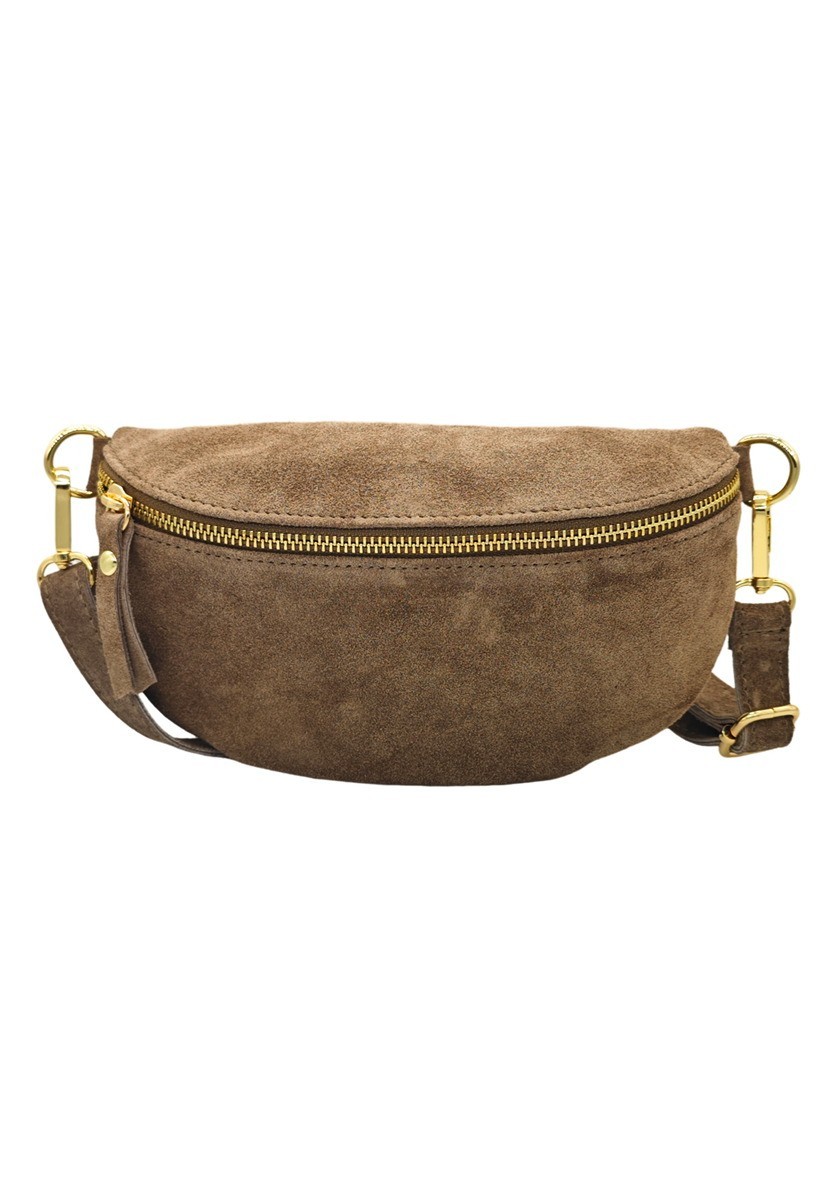 Soleil Chic Sac Banane cuir Demi Lune Nubuck Taupe
