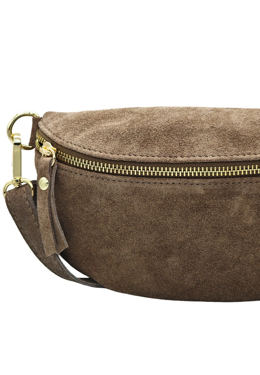 Soleil Chic Sac Banane cuir Demi Lune Nubuck Taupe