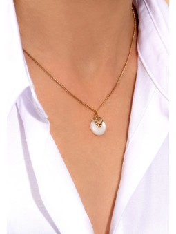 Satellite - POSITANO Collier pendentif fin réglable nacre et cristal