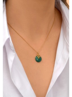 Satellite - POSITANO Collier pendentif fin réglable malachite et cristal vert