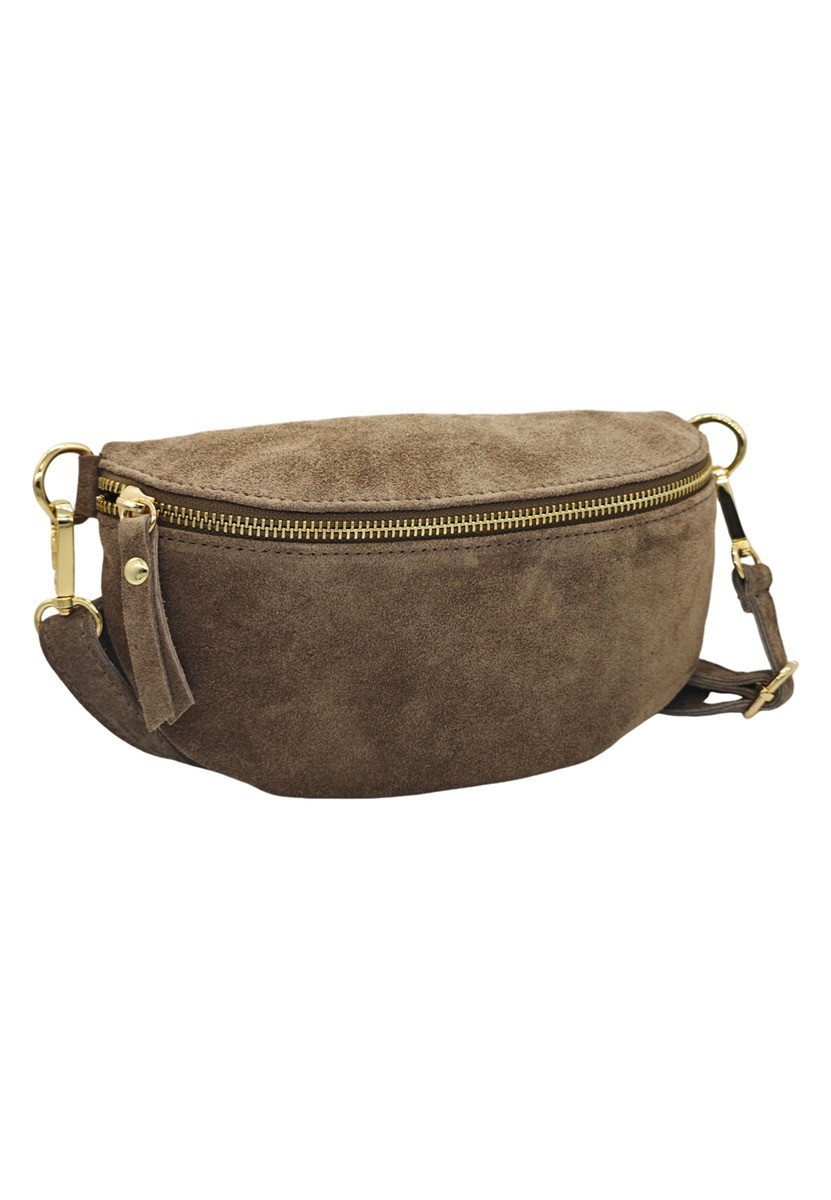 Soleil Chic Sac Banane cuir Demi Lune Nubuck Taupe