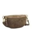 Soleil Chic Sac Banane cuir Demi Lune Nubuck Taupe