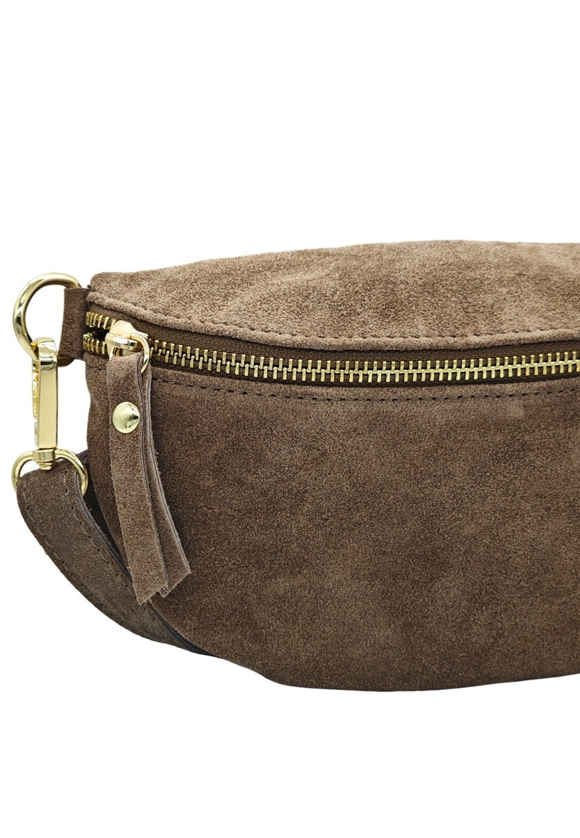 Soleil Chic Sac Banane cuir Demi Lune Nubuck Taupe