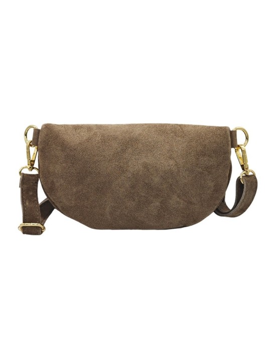 Soleil Chic Sac Banane cuir Demi Lune Nubuck Taupe