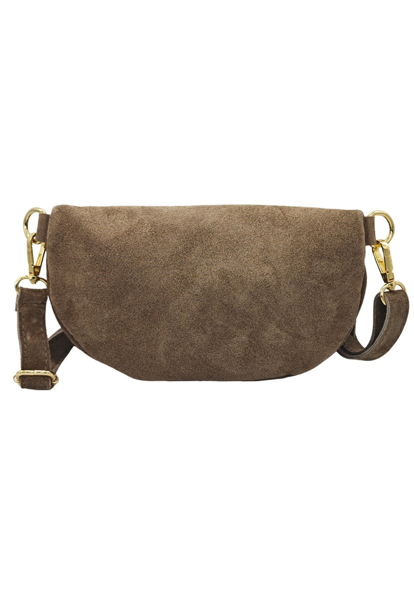 Soleil Chic Sac Banane cuir Demi Lune Nubuck Taupe