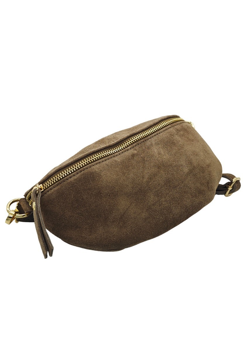 Soleil Chic Sac Banane cuir Demi Lune Nubuck Taupe