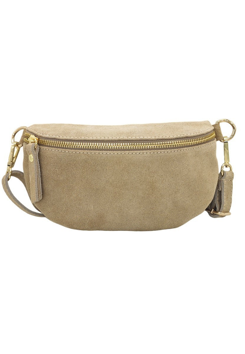 Soleil Chic Sac Banane cuir Demi Lune Nubuck Beige