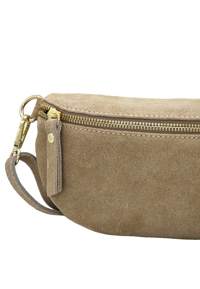Soleil Chic Sac Banane cuir Demi Lune Nubuck Beige