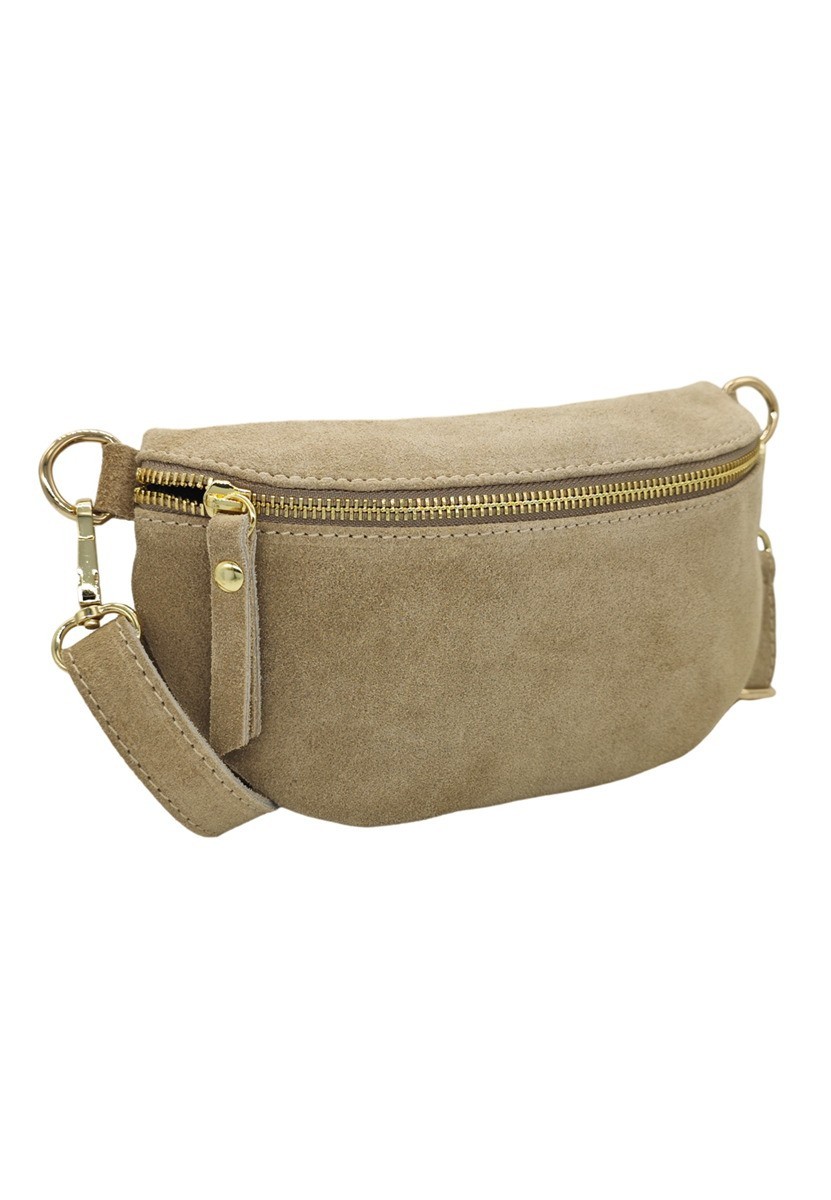 Soleil Chic Sac Banane cuir Demi Lune Nubuck Beige