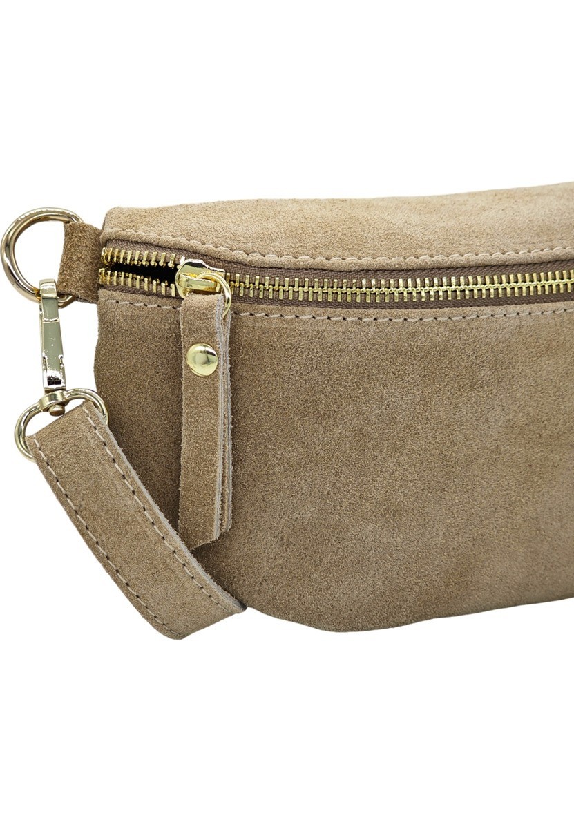 Soleil Chic Sac Banane cuir Demi Lune Nubuck Beige