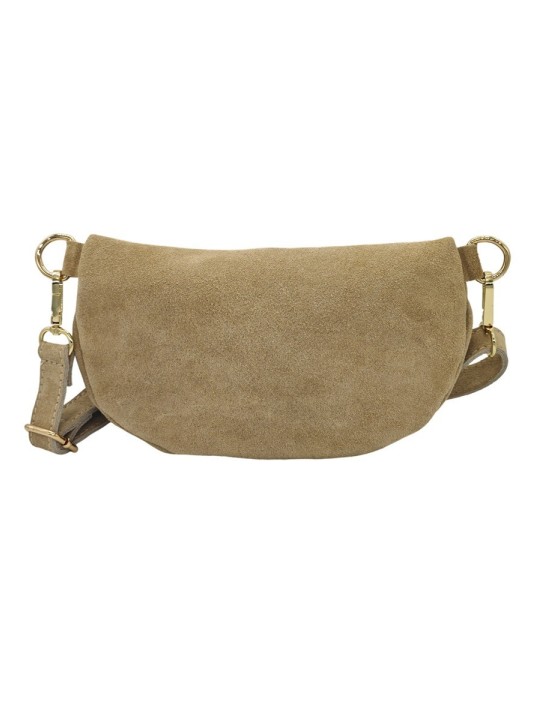 Soleil Chic Sac Banane cuir Demi Lune Nubuck Beige