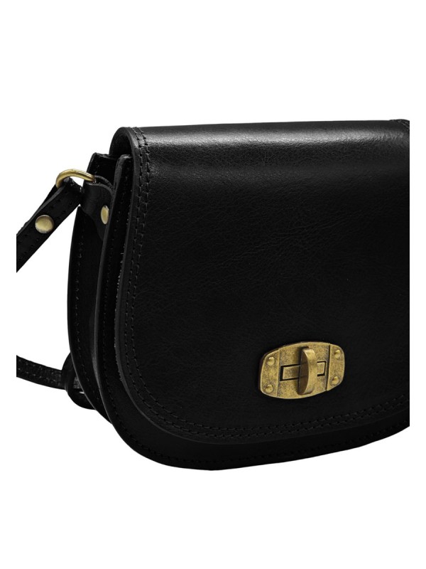 Soleil Chic - Mini Sac Besace Cuir Vintage Noir