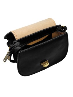 Soleil Chic - Mini Sac Besace Cuir Vintage Noir