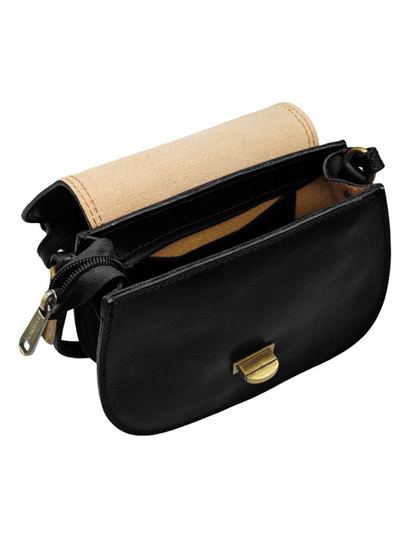 Soleil Chic - Mini Sac Besace Cuir Vintage Noir