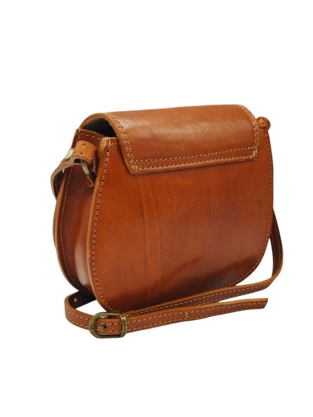 Soleil Chic - Mini Sac Besace Cuir Vintage Cognac