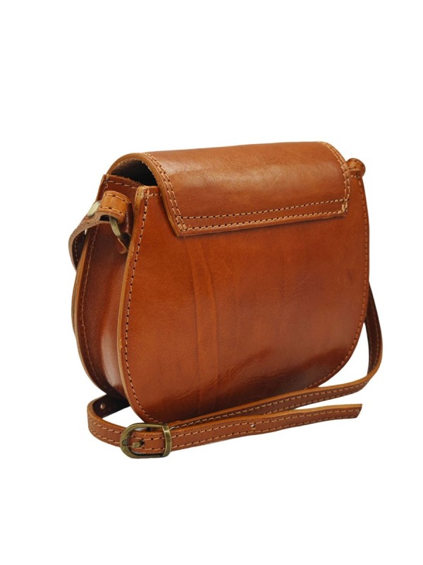 Soleil Chic - Mini Sac Besace Cuir Vintage Cognac
