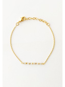 Bracelet plaqué Or avec 6 perles en Pierre de lune - TheWan