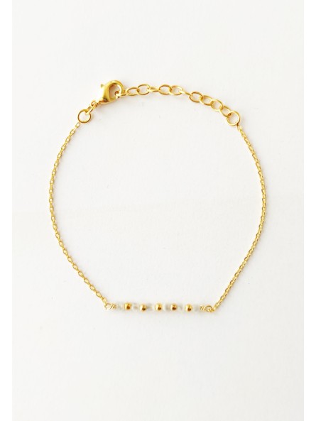 Bracelet plaqué Or avec 6 perles en Pierre de lune - TheWan