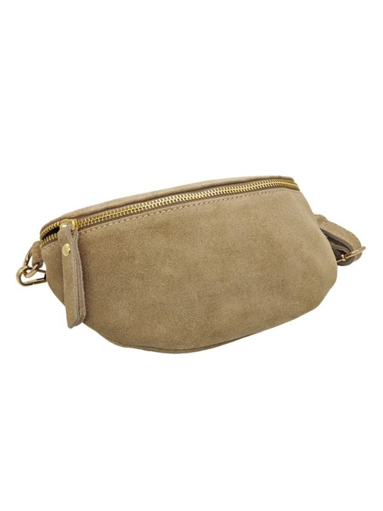 Soleil Chic Sac Banane cuir Demi Lune Nubuck Beige