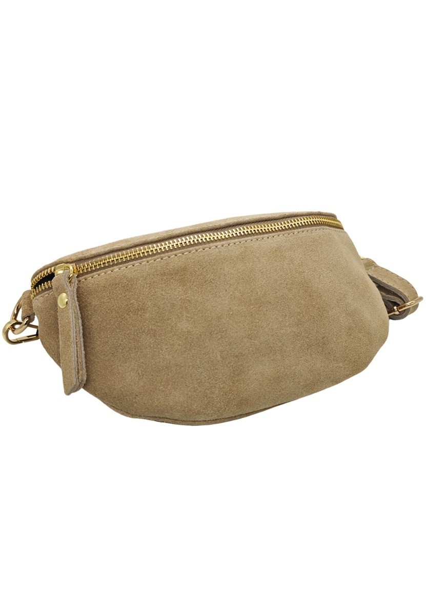 Soleil Chic Sac Banane cuir Demi Lune Nubuck Beige
