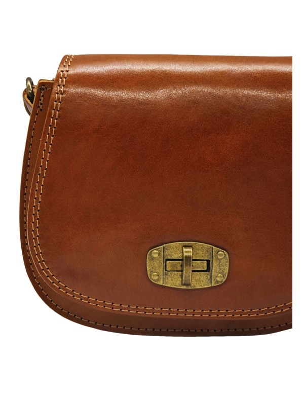 Soleil Chic - Mini Sac Besace Cuir Vintage Cognac