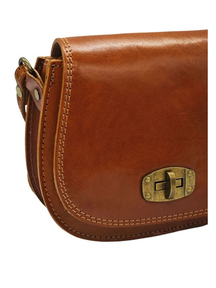 Soleil Chic - Mini Sac Besace Cuir Vintage Cognac