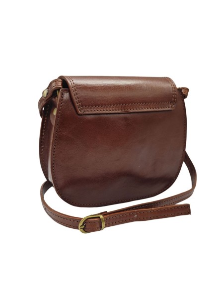 Soleil Chic - Mini Sac Besace Cuir Vintage Marron
