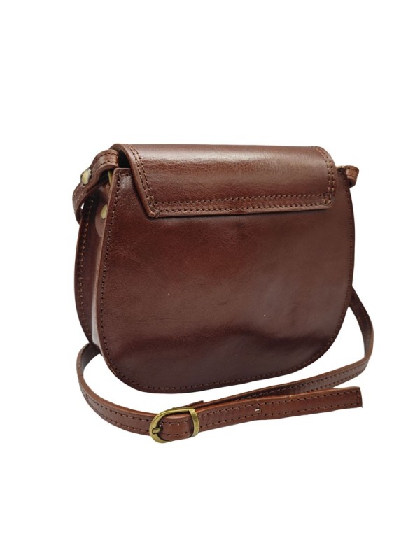Soleil Chic - Mini Sac Besace Cuir Vintage Marron