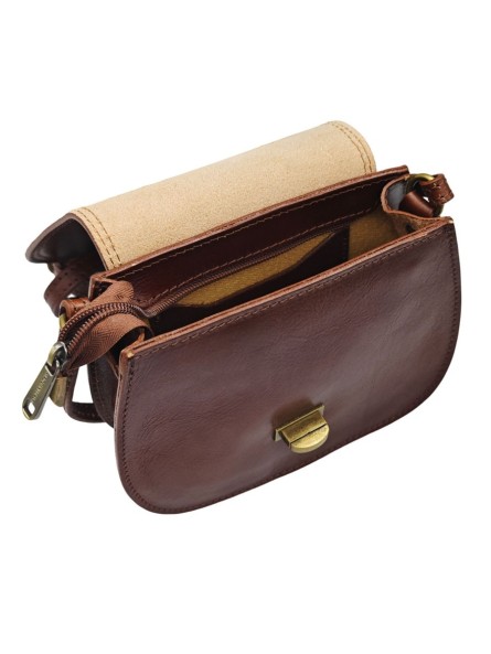 Soleil Chic - Mini Sac Besace Cuir Vintage Marron