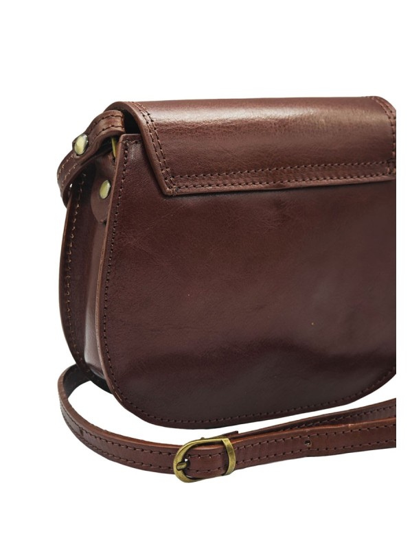 Soleil Chic - Mini Sac Besace Cuir Vintage Marron