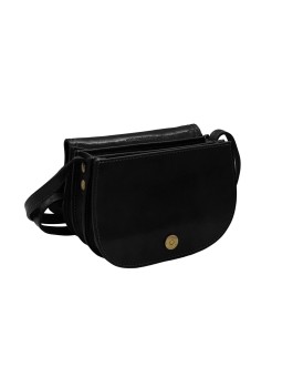 Soleil Chic - Petit Sac Besace Cuir Vintage Noir