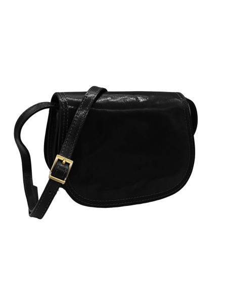 Soleil Chic - Petit Sac Besace Cuir Vintage Noir
