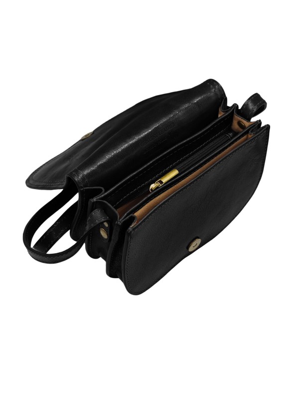 Soleil Chic - Petit Sac Besace Cuir Vintage Noir