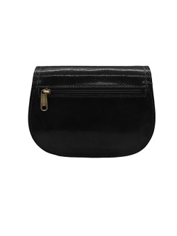 Soleil Chic - Petit Sac Besace Cuir Vintage Noir