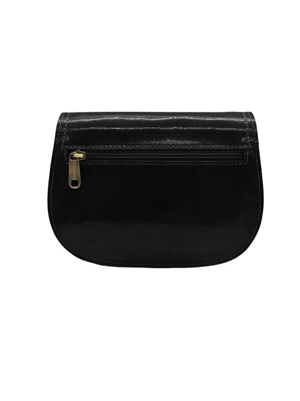 Soleil Chic - Petit Sac Besace Cuir Vintage Noir