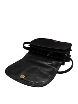 Soleil Chic - Petit Sac Besace Cuir Vintage Noir
