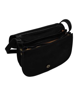 Soleil Chic - Sac Besace Cuir Vintage Noir