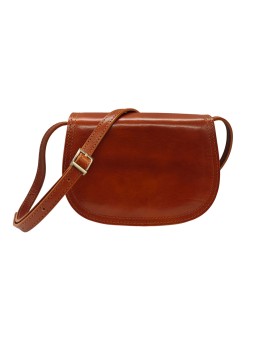 Soleil Chic - Petit Sac Besace Cuir Vintage Cognac