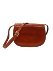 Soleil Chic - Petit Sac Besace Cuir Vintage Cognac