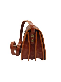 Soleil Chic - Petit Sac Besace Cuir Vintage Cognac