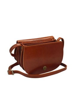 Soleil Chic - Petit Sac Besace Cuir Vintage Cognac