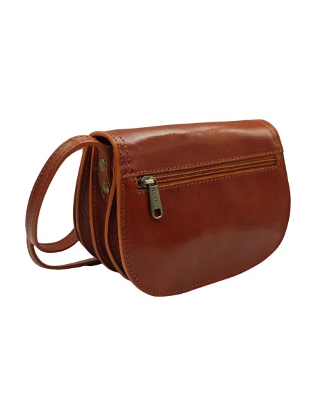 Soleil Chic - Petit Sac Besace Cuir Vintage Cognac
