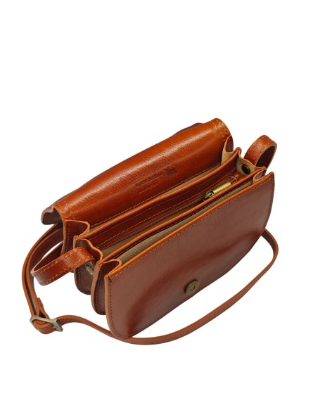 Soleil Chic - Petit Sac Besace Cuir Vintage Cognac