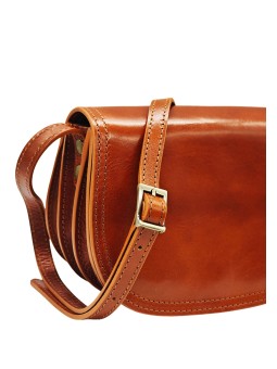 Soleil Chic - Petit Sac Besace Cuir Vintage Cognac