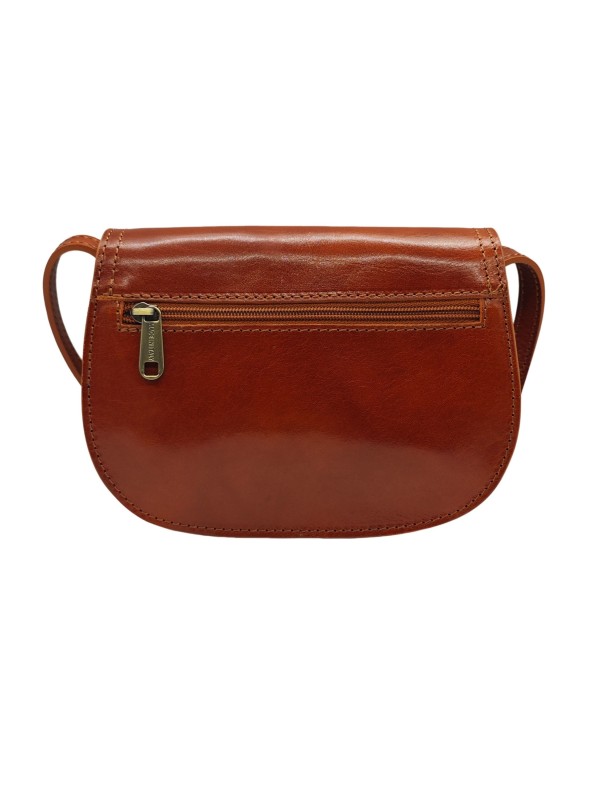 Soleil Chic - Petit Sac Besace Cuir Vintage Cognac